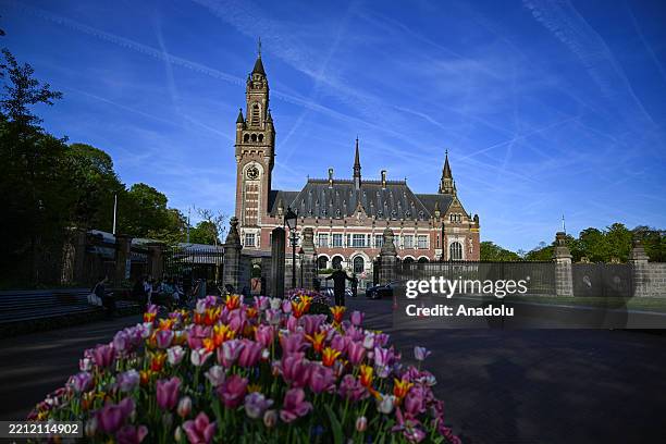View of the Peace Palace, home to the International Court of Justice, in The Hague, Netherlands, on April 30, 2025. The Court continues hearings on a...