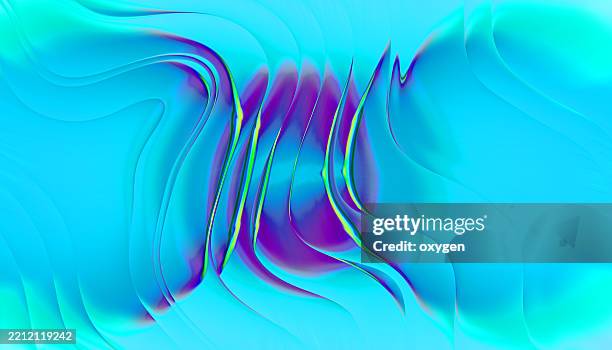 abstract fluid waves in blue and purple gradient tones. smooth abstract background with flowing blue, purple, and green gradient waves and soft curves. - morphology stock pictures, royalty-free photos & images