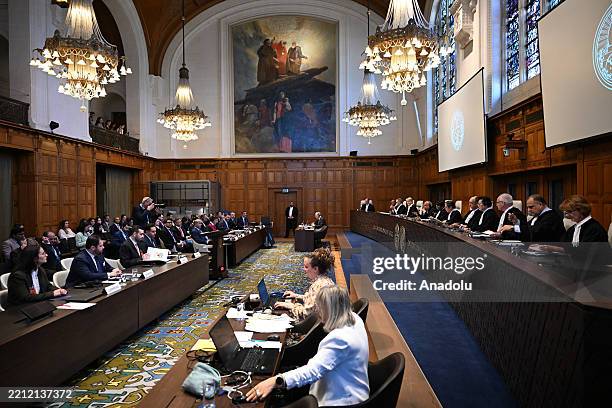 The judges begin the session of the hearing on the third day of the advisory opinion hearings at the International Court of Justice regarding...