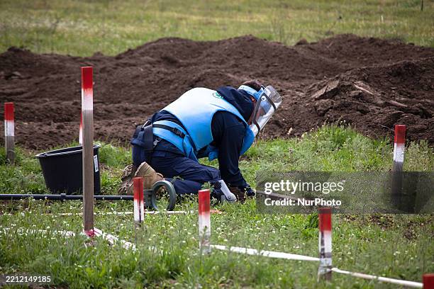 Norwegian People's Aid representative participates in a demining mission in the Mykolaiv region, Ukraine, on April 16, 2025. NO USE RUSSIA. NO USE...
