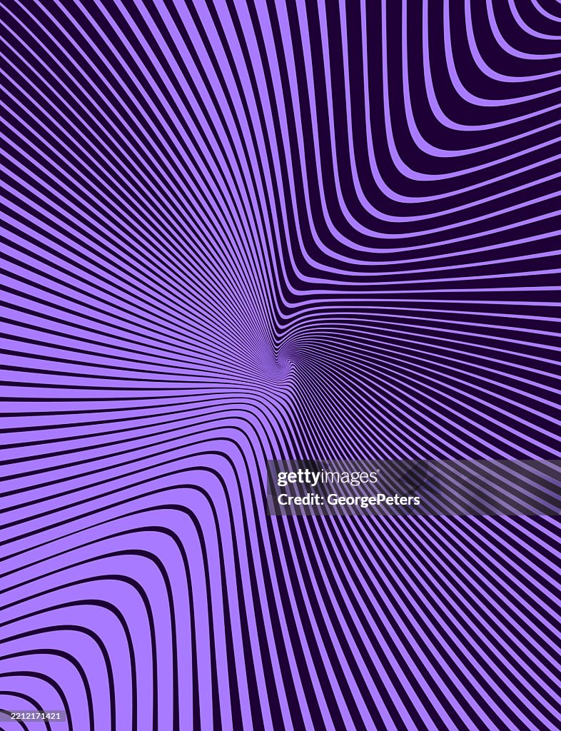 抽象的な波紋の縞模様と減少する遠近法の背景