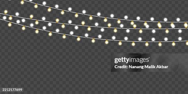 chrismas lights with transparent background - string lights transparent stock illustrations