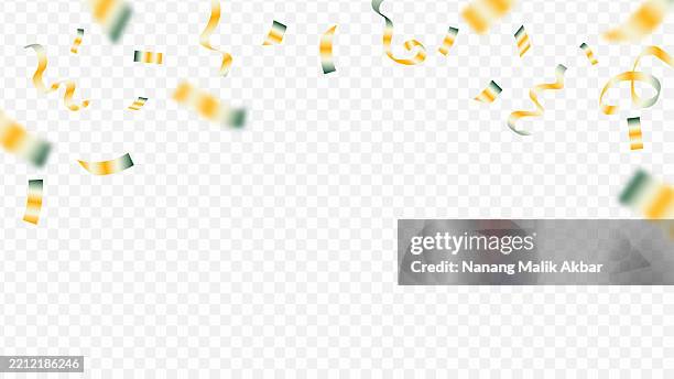 gold confetti falling with transparent background - confetti falling transparent stock illustrations