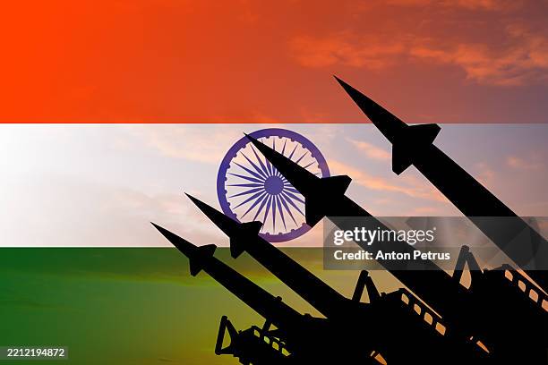 missiles with indian flag in the background - india independence movement stock pictures, royalty-free photos & images