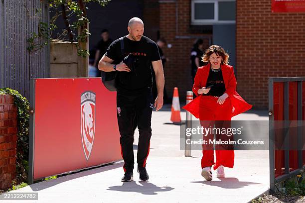 Gloucester Rugby head coach George Skivington and Alex Cox arrive for the Gallagher Premiership Rugby match between Gloucester Rugby and Exeter...