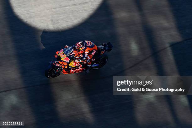 Maverick Vinales of Spain riding the Red Bull KTM Tech3 bike during the MotoGP of Spain at Circuito de Jerez on April 27, 2025 in Jerez de la...