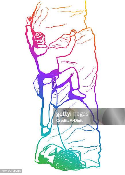rockclimbingrainbowillustrations - adrenaline stock illustrations