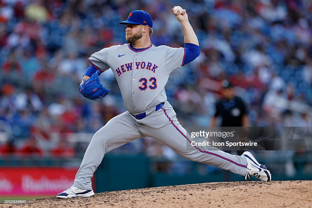 Mess Pitcher New York Mets pitcher A.J. Minter delivers a pitch during an MLB game ...