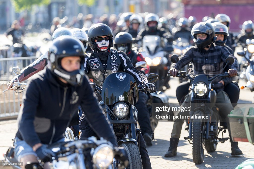 German Chopper Riders Motorcyclists from all over Germany set off from the cathedral square ...