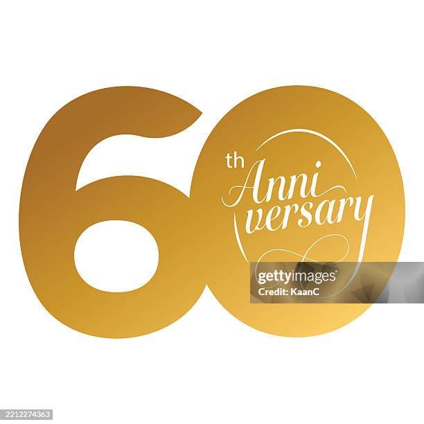 60th anniversary lettering. number 60. vector stock illustration - 60th anniversary stock illustrations