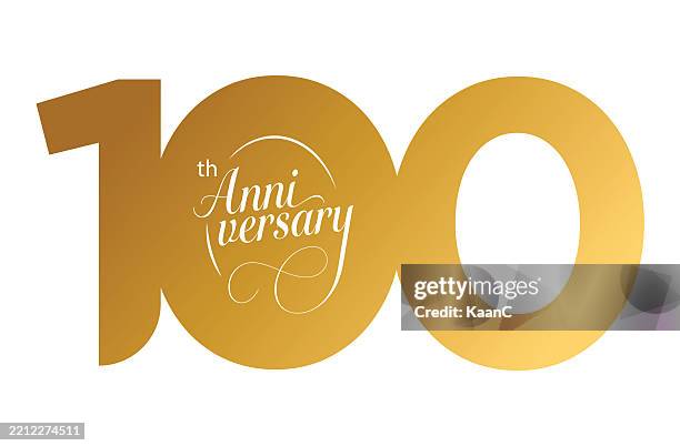 stockillustraties, clipart, cartoons en iconen met 100th anniversary lettering. number 100. vector stock illustration - 100-jarig-jubileum