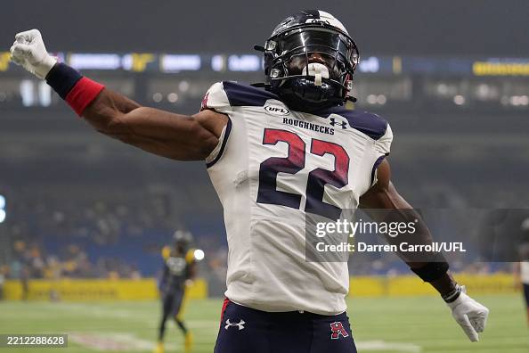 Houston Merritt Kirk Merritt of Houston Roughnecks reacts as he scores a touchdown ...