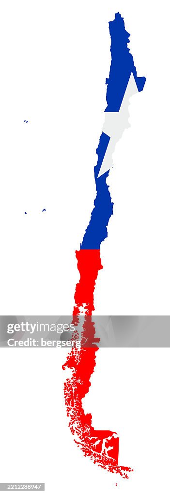 Chile Map with National Flag. Vector Illustration