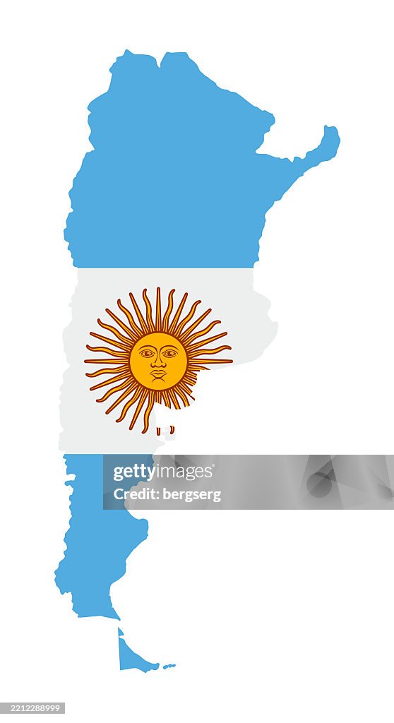 Argentina Map with National Flag. Vector Illustration