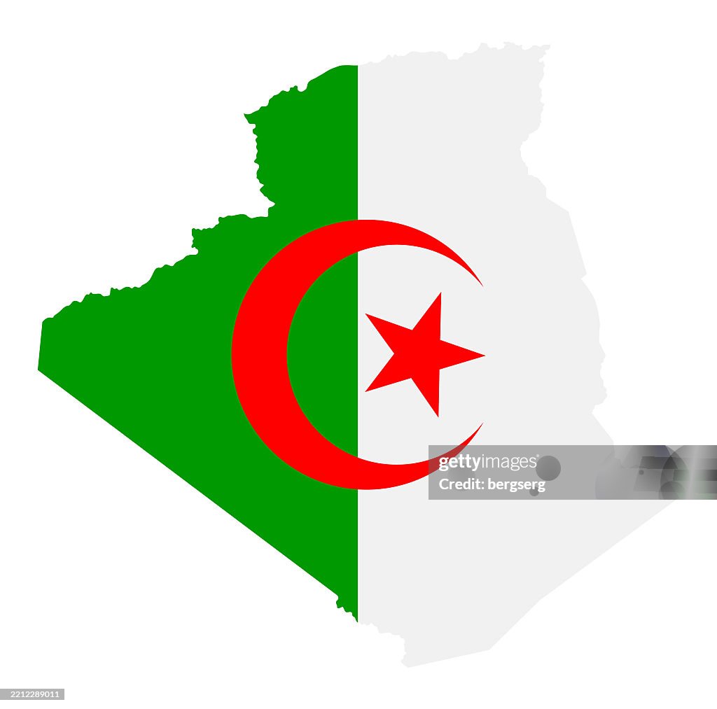 Algeria Map with National Flag. Vector Illustration