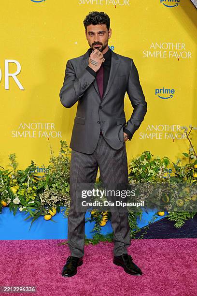 Michele Morrone attends "Another Simple Favor" New York Screening at Jazz at Lincoln Center on April 27, 2025 in New York City.