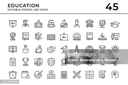 Education and Learning Editable Stroke Line Icons Education and Learning Editable Stroke Line Icons
