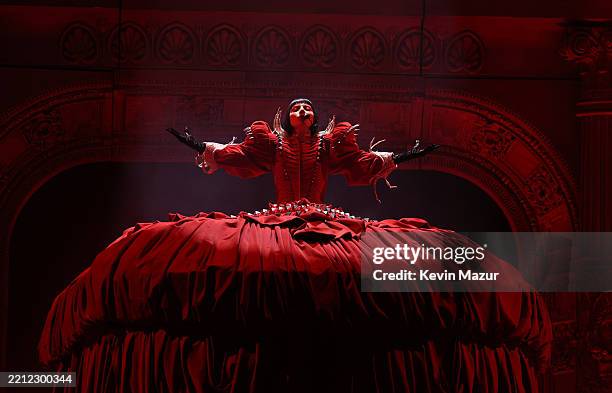 Lady Gaga performs at GNP Seguros Stadium on April 26, 2025 in Mexico City, Mexico.