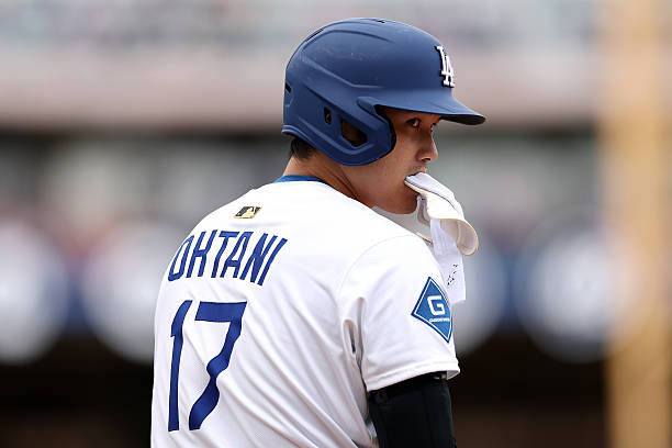 Shohei Ohtani of the Los Angeles Dodgers in action against the Pittsburgh Pirates at Dodger Stadium on April 27, 2025 in Los Angeles, California.