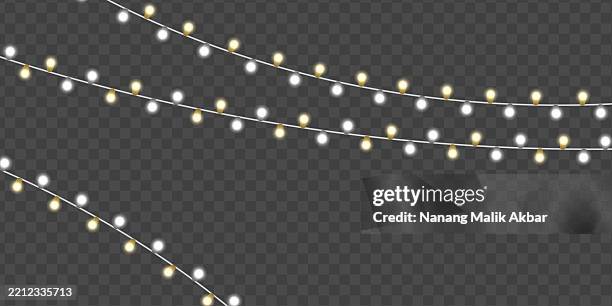 chrismas lights with transparent background - string lights transparent stock illustrations