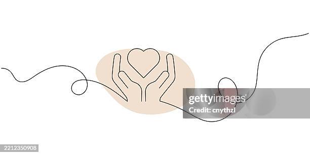 continuous line drawing of charity icon. hand drawn symbol vector illustration. - community care abstract stock illustrations