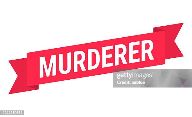 murderer - red banner on white background - executioner stock illustrations