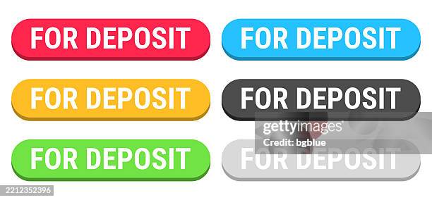 for deposit - colorful 3d click web buttons on blank background - black safe box stock illustrations