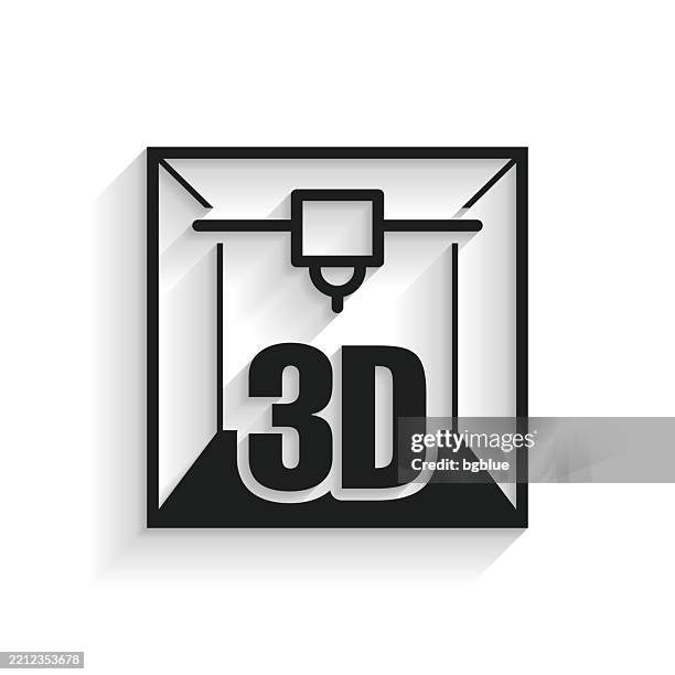 3d printer. icon with long shadow on white background - 3d printer stock illustrations
