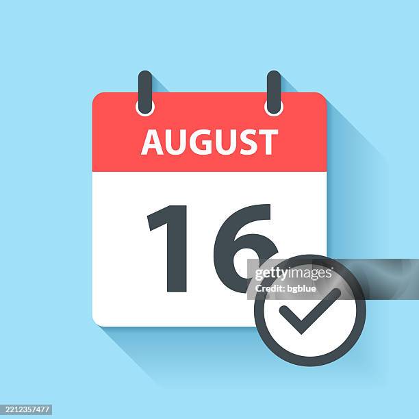 august 16 - daily calendar icon in flat design style - august stock illustrations