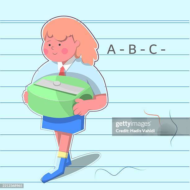 confident kid with a pencil sharpener - elementary classroom stock illustrations