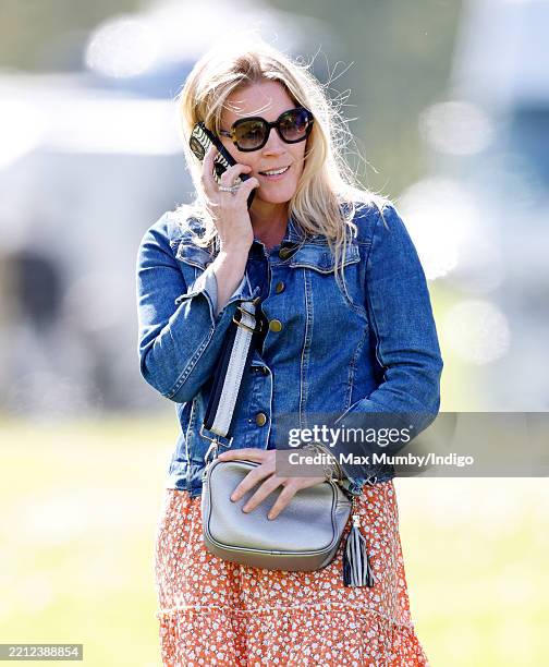 Autumn Phillips watches her former sister-in-law Zara Tindall compete in the Cirencester Park Horse Trials on April 27, 2025 in Cirencester, England.