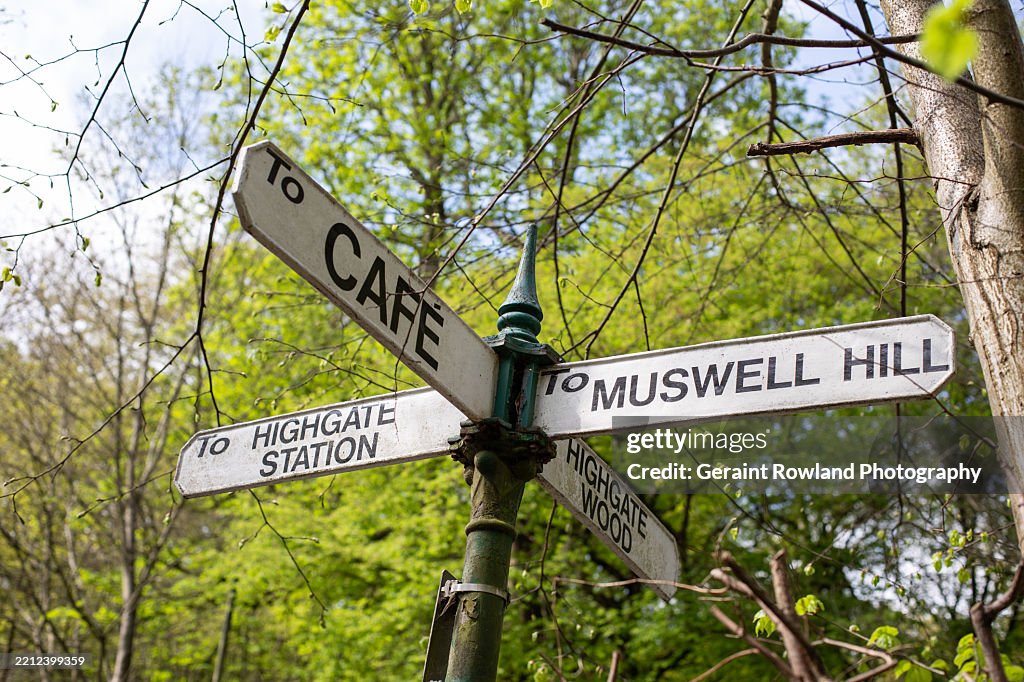 North London Woodland Image, Dirction Sign