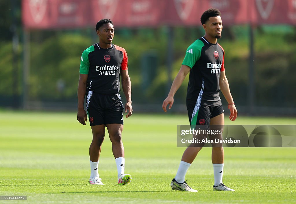 Arsenal FC Training Session And Press Conference - UEFA Champions League 2024/25 Semi Final First Leg