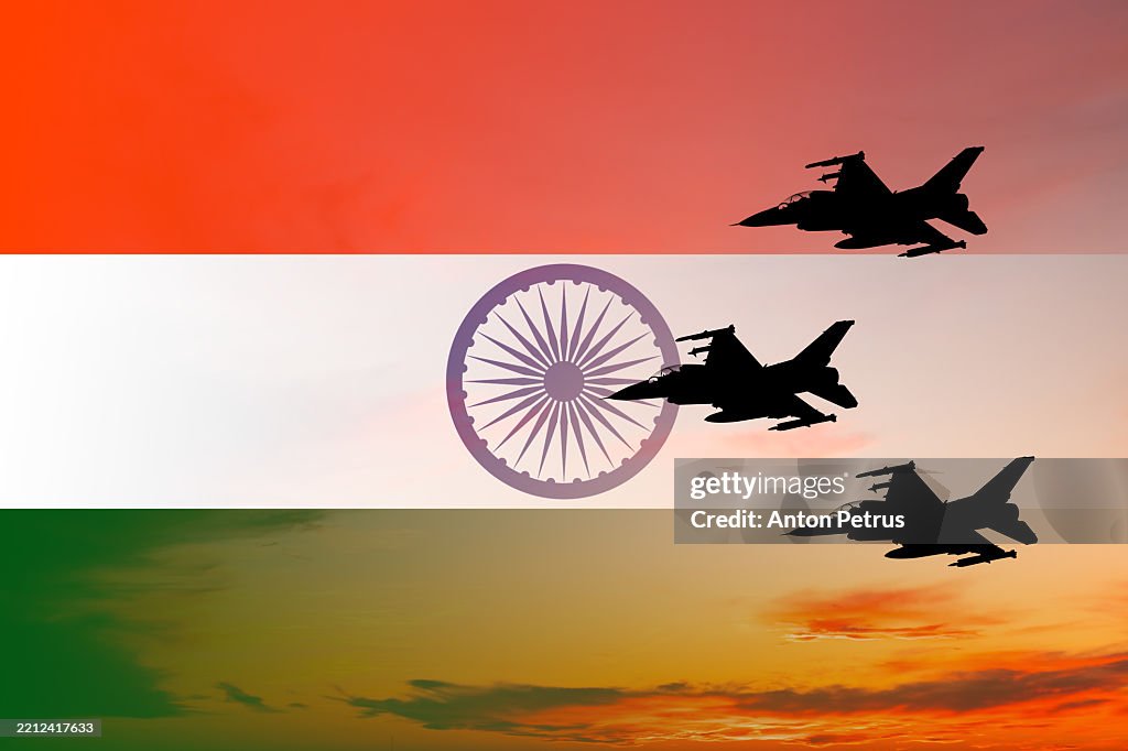 Fighter jets and Indian flag