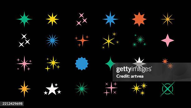 illustrations, cliparts, dessins animés et icônes de ensemble d’icônes sparkle - etoile