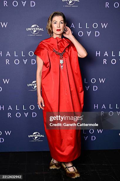 Rosamund Pike attends the "Hallow Road" UK Special Screening at the Curzon Soho on April 28, 2025 in London, England.