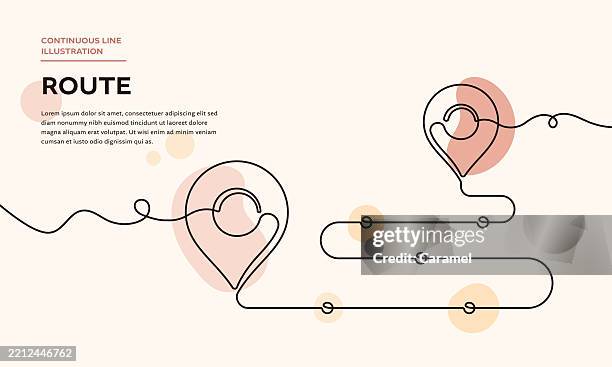 stockillustraties, clipart, cartoons en iconen met continuous line route map illustration - wegwijzer