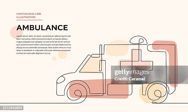 emergency response concept – continuous line ambulance illustration - speeding ambulance stock illustrations