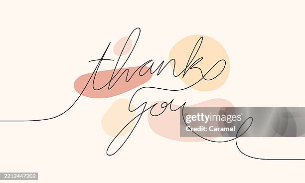 minimalist continuous line drawing of the words “thank you,” representing gratitude, appreciation, and positive communication - gratitude stock illustrations