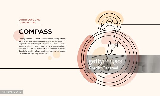 Continuous Line Compass Illustration – Navigation, Direction, Exploration Concept Continuous Line Compass Illustration – Navigation, Direction, Exploration Concept