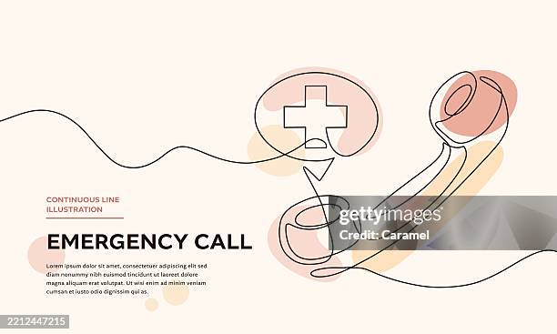 illustrations, cliparts, dessins animés et icônes de illustration d’appel d’urgence en ligne continue - véhicule de service durgence