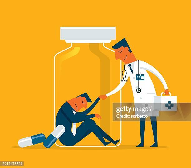 drug side effects - businessman - pharma rep stock illustrations