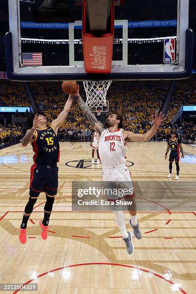 Steven Adams Rockets Basketball Steven Adams of the Houston Rockets rebounds against Gui Santos of ...