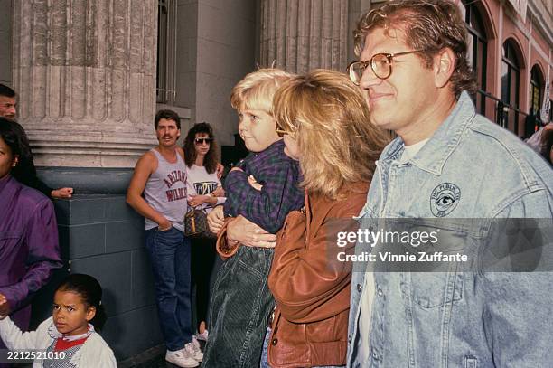 American director Robert Zemeckis, wife Mary Ellen Trainor and son Alexander attending the premiere of 'Beauty and the Beast' at the El Capitan...