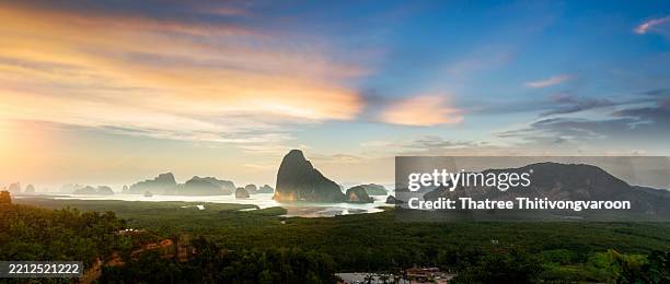sametnangshe viewpoint in morning with mangrove forest in phang nga province, thailand - phuket stock pictures, royalty-free photos & images