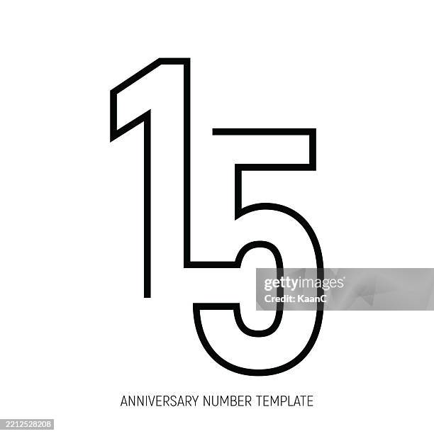 15th Anniversary Lettering Number 15 Editable Stroke Vector Stock