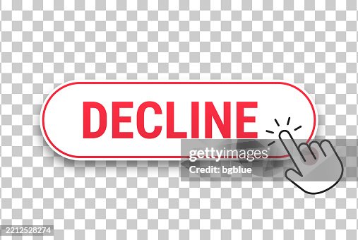 Hand Declining Decline 3d Click Web Button With Hand Cursor On Blank Background High ...