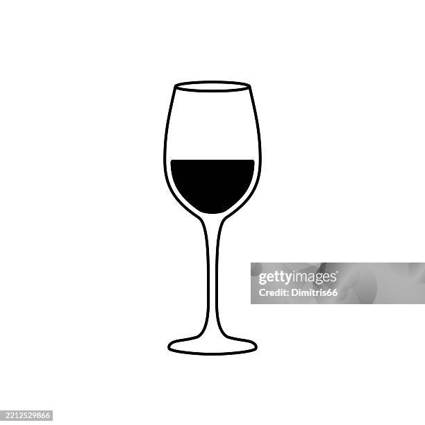 wine glass line icon with editable stroke - wine glass stock illustrations