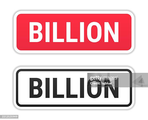billion - red and black labels on white background - billions stock illustrations