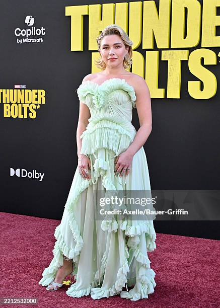 Florence Pugh attends the Los Angeles Premiere of Marvel Studios' "Thunderbolts" on April 28, 2025 in Los Angeles, California.